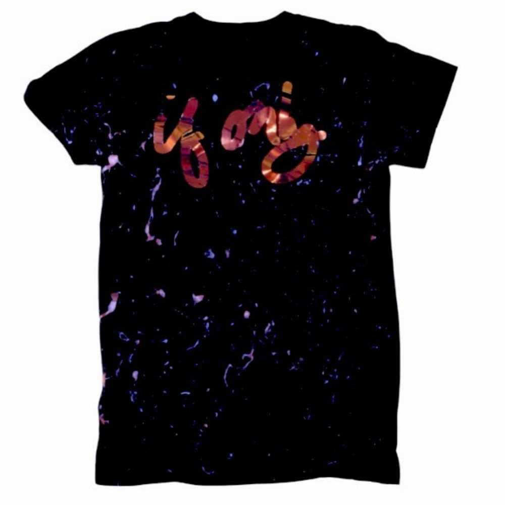 IF ONLY LIMITED EDITION x Pink Splatter Black Holographic Crew Neck T Shirt